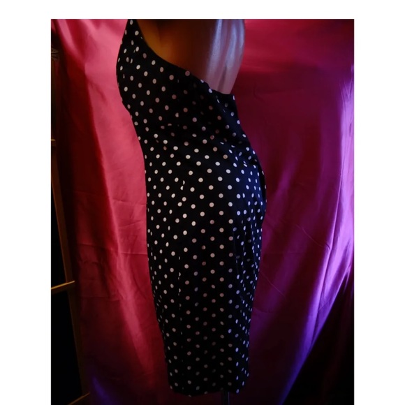 Jones New York halter dress navy blue white polka dot wiggle pinup tie cotton 14 - Picture 5 of 8